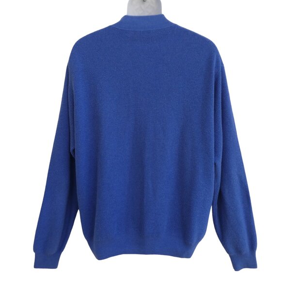 Peter Millar Blue Quarter Zip Sweater Pullover Cotton Cashmere Mock Neck Knit XL - Picture 4 of 7